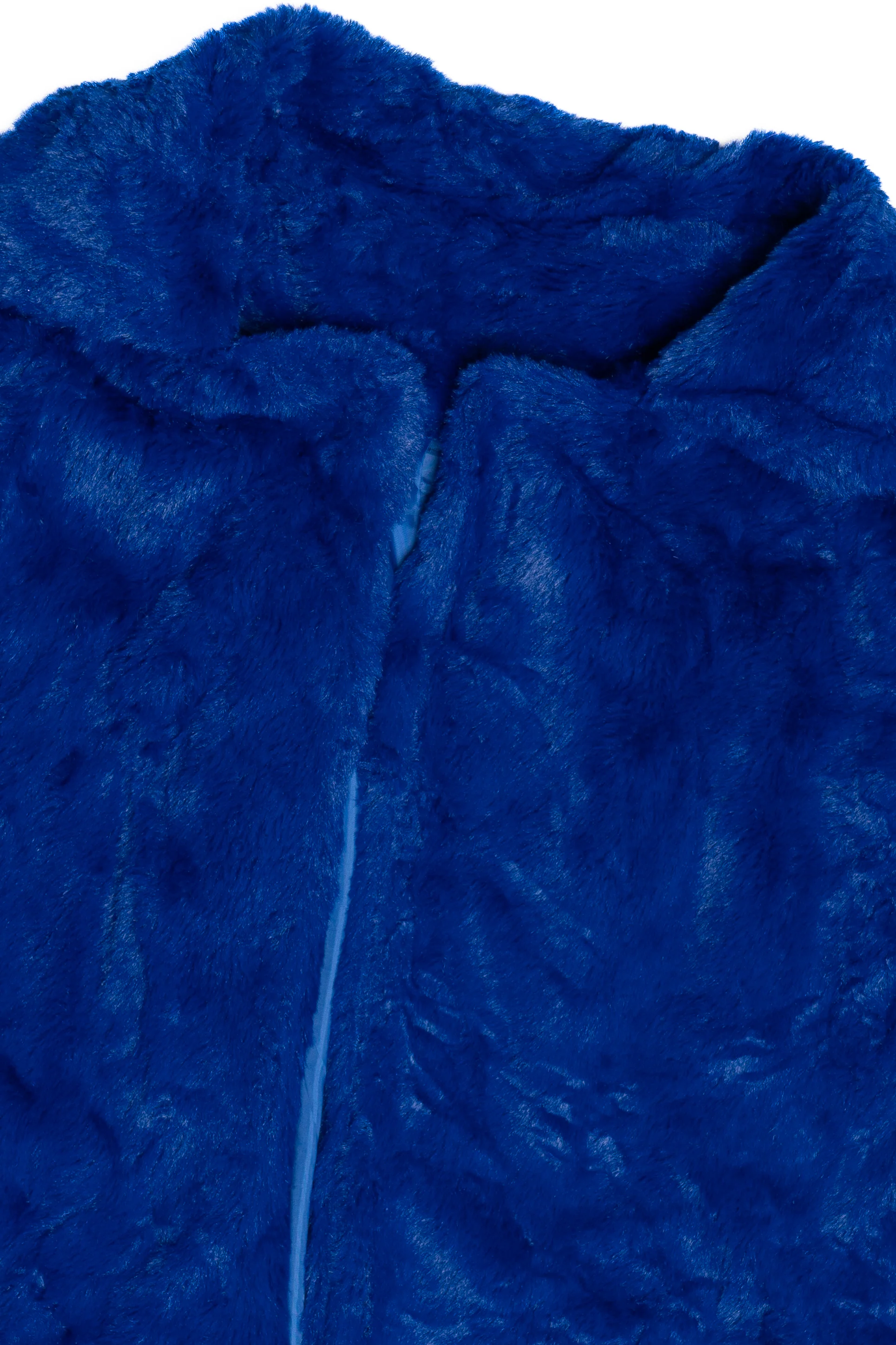 Royal Blue Faux Fur Open Front Coat - Image 2