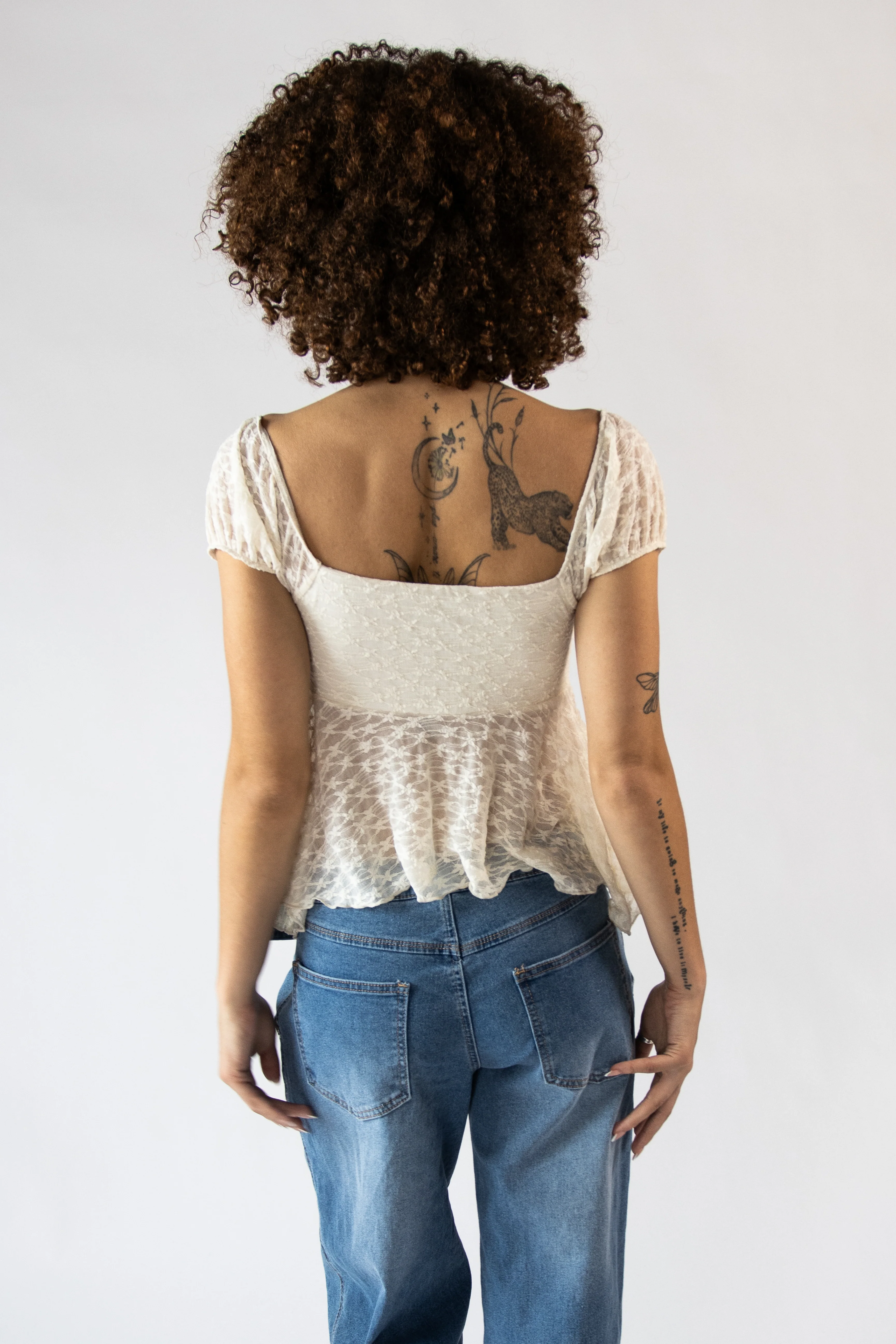 Ruffle Lace Puff Sleeve Top - Image 12