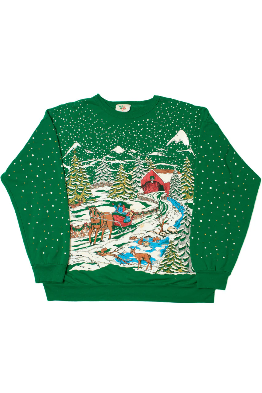 Rural Winter Scene Ugly Christmas Sweatshirt 62224 - Image 2