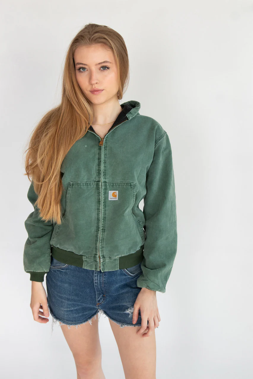 Sage Green Hooded Carhartt Jacket JQ694 (1990s) - Image 6
