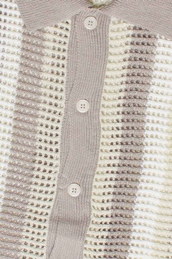 Striped Knit Mesh Button Up Shirt - Image 28