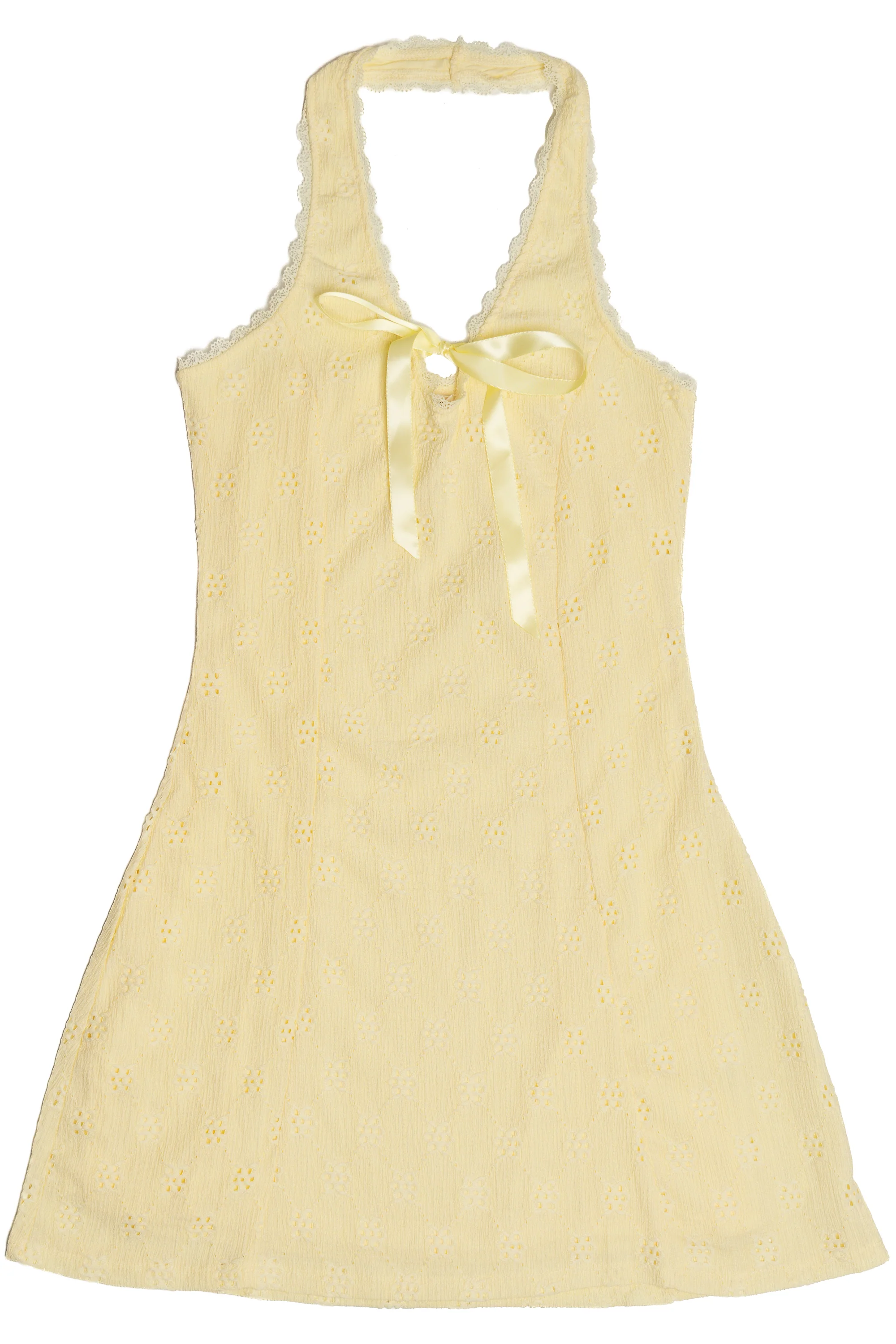 Satin Bow Halter Neck Mini Dress - Image 4