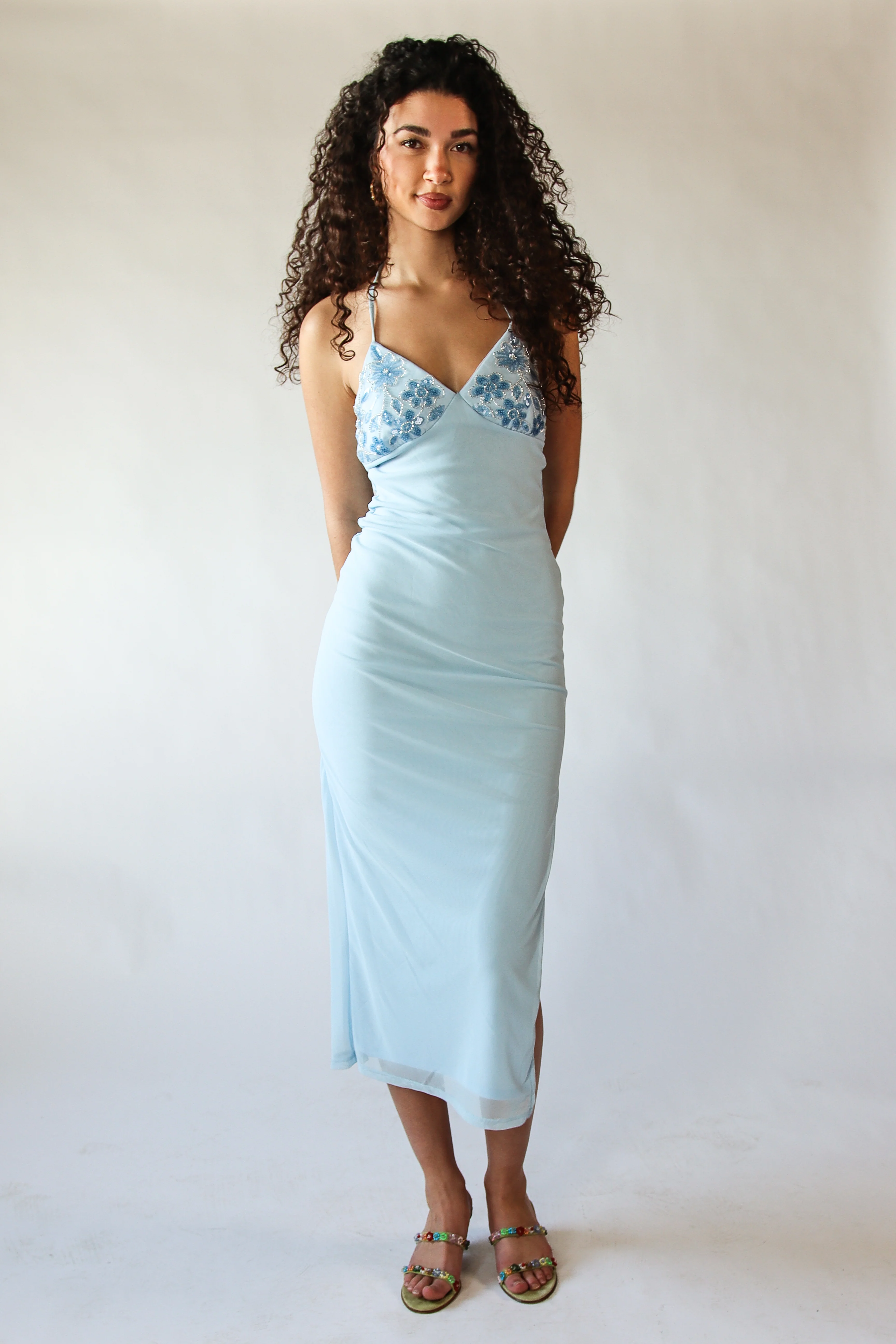 Sequin Beaded Halter Maxi Dress - Image 5