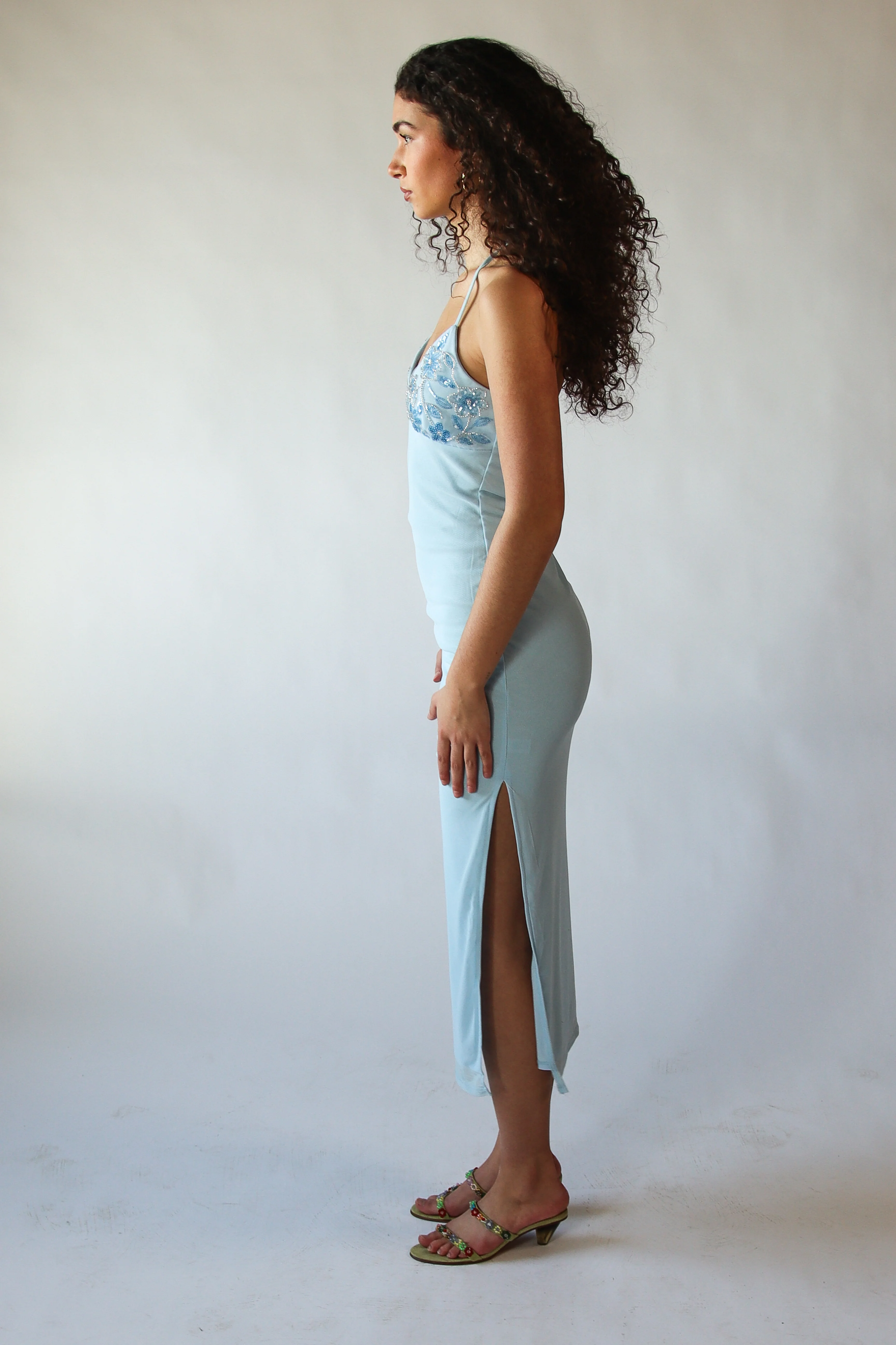 Sequin Beaded Halter Maxi Dress - Image 7