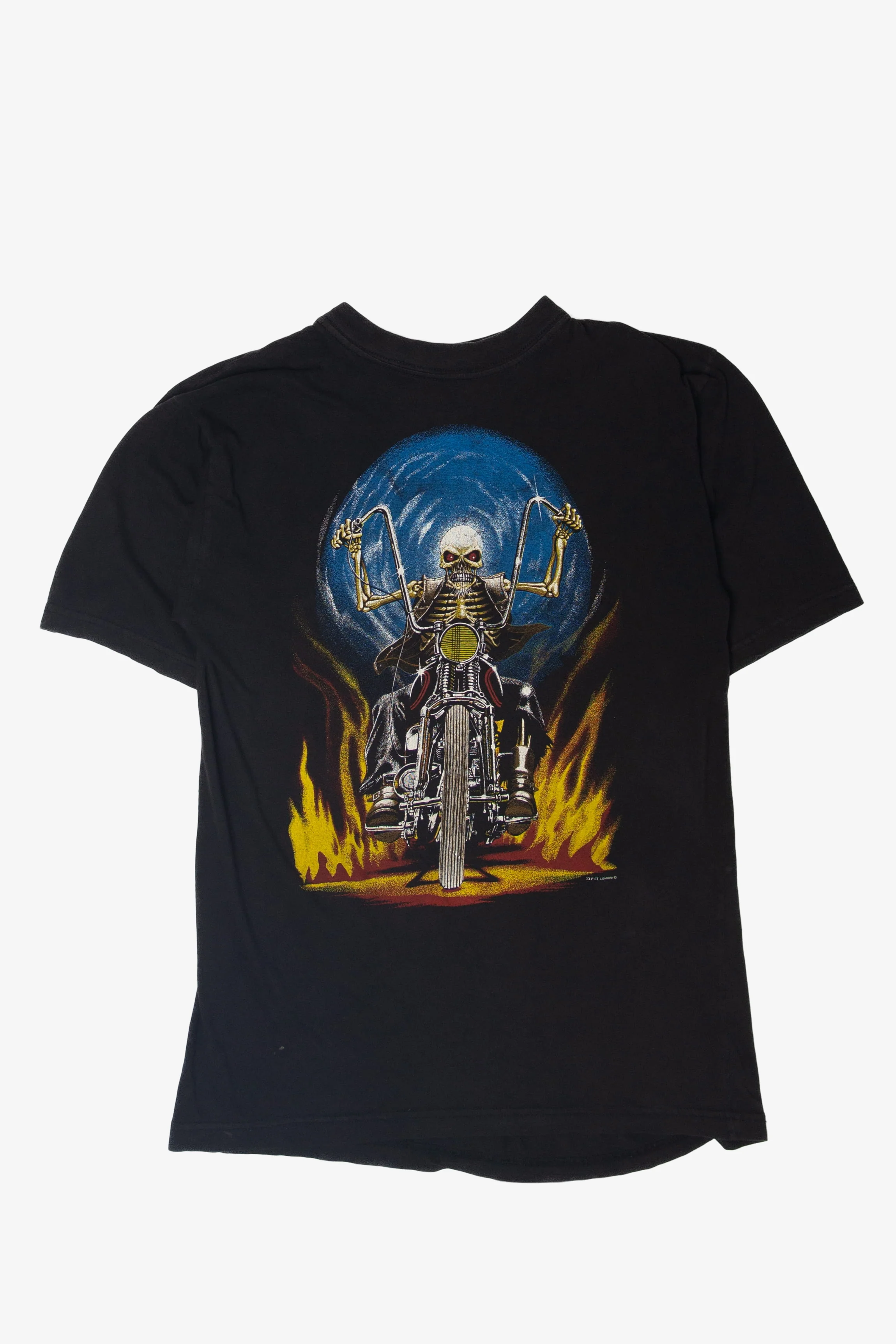 Vintage Skeleton On Motorcycle T-Shirt (1990s)
