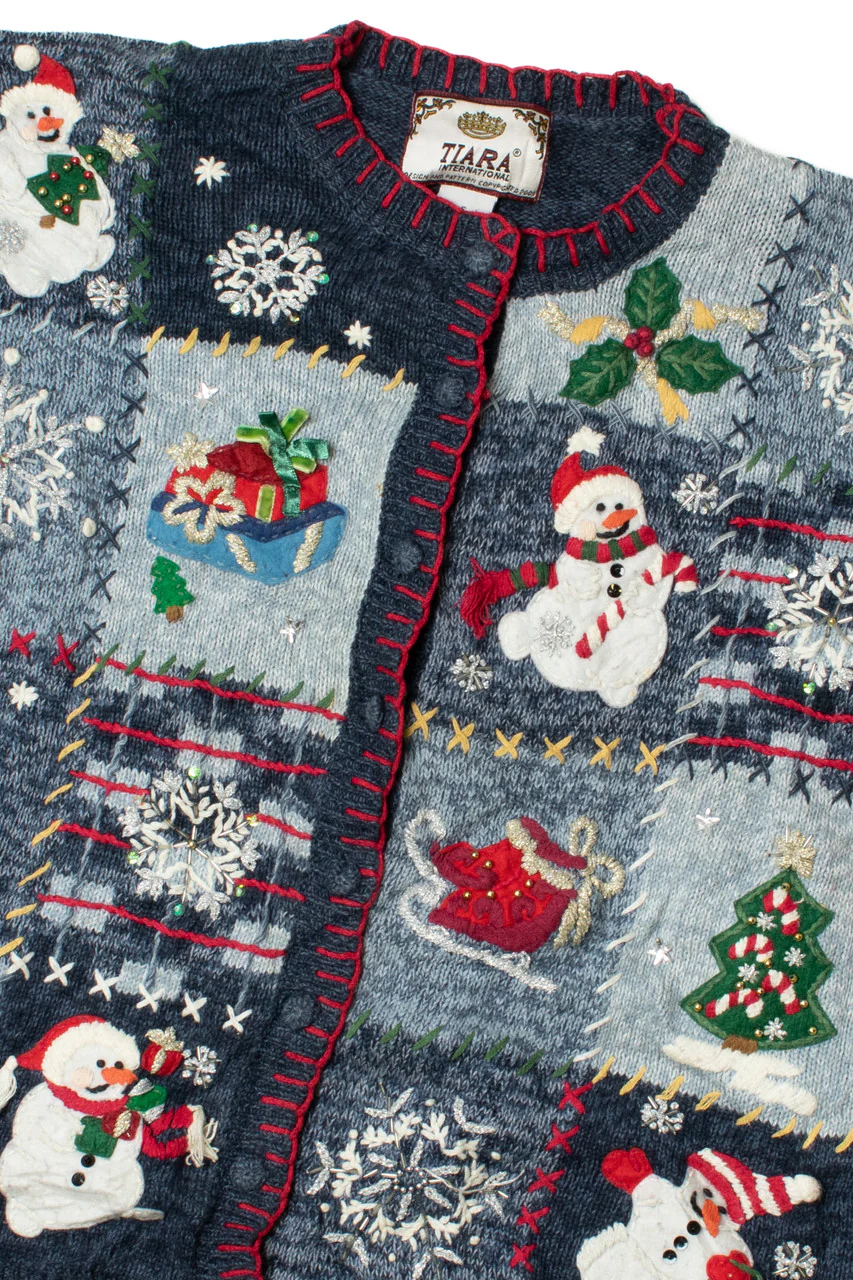 Snowman Patchwork Ugly Christmas Cardigan 62234