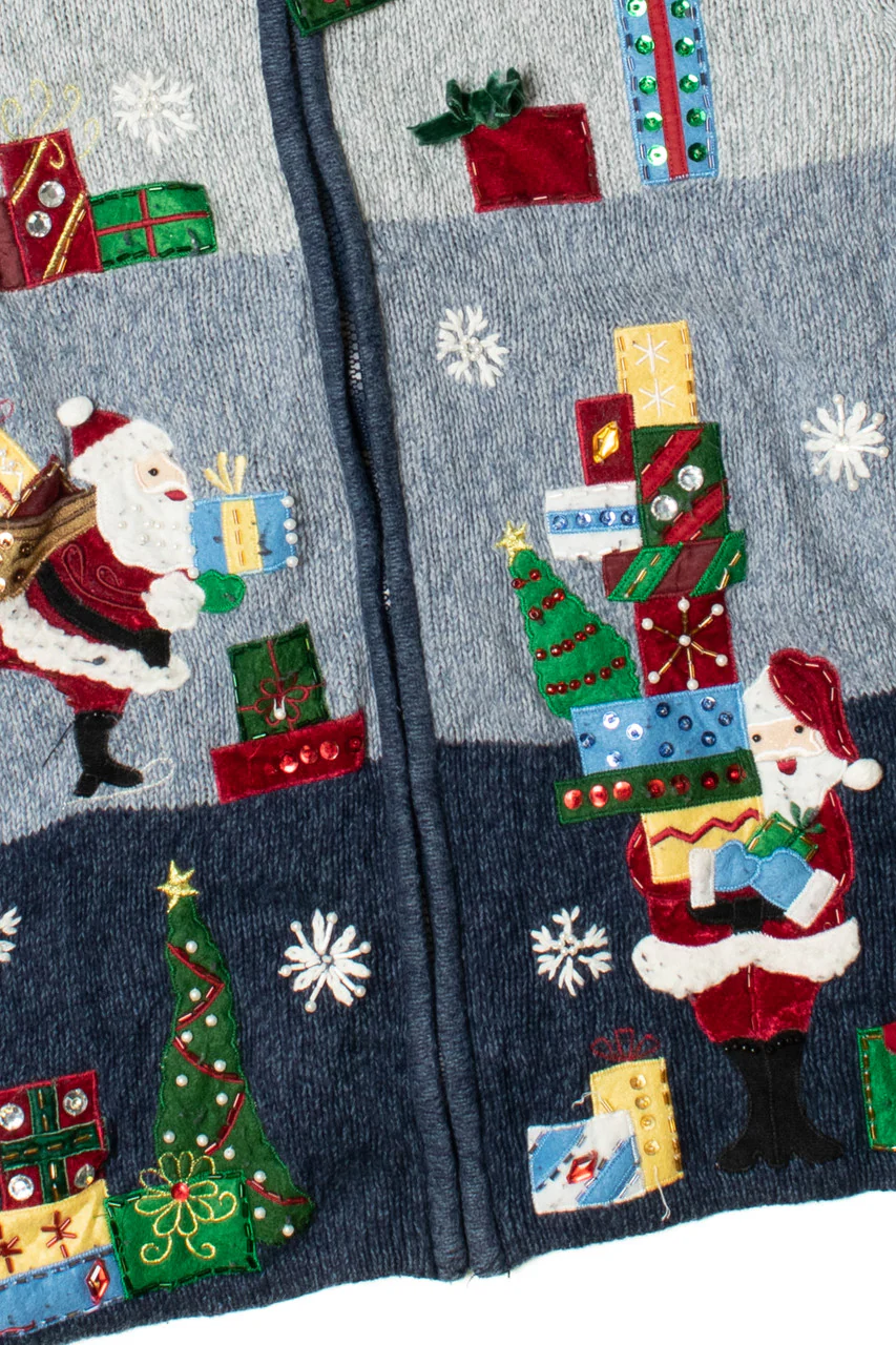 Snowy Santa Ugly Christmas Zip-Up Sweater 61356 - Image 3