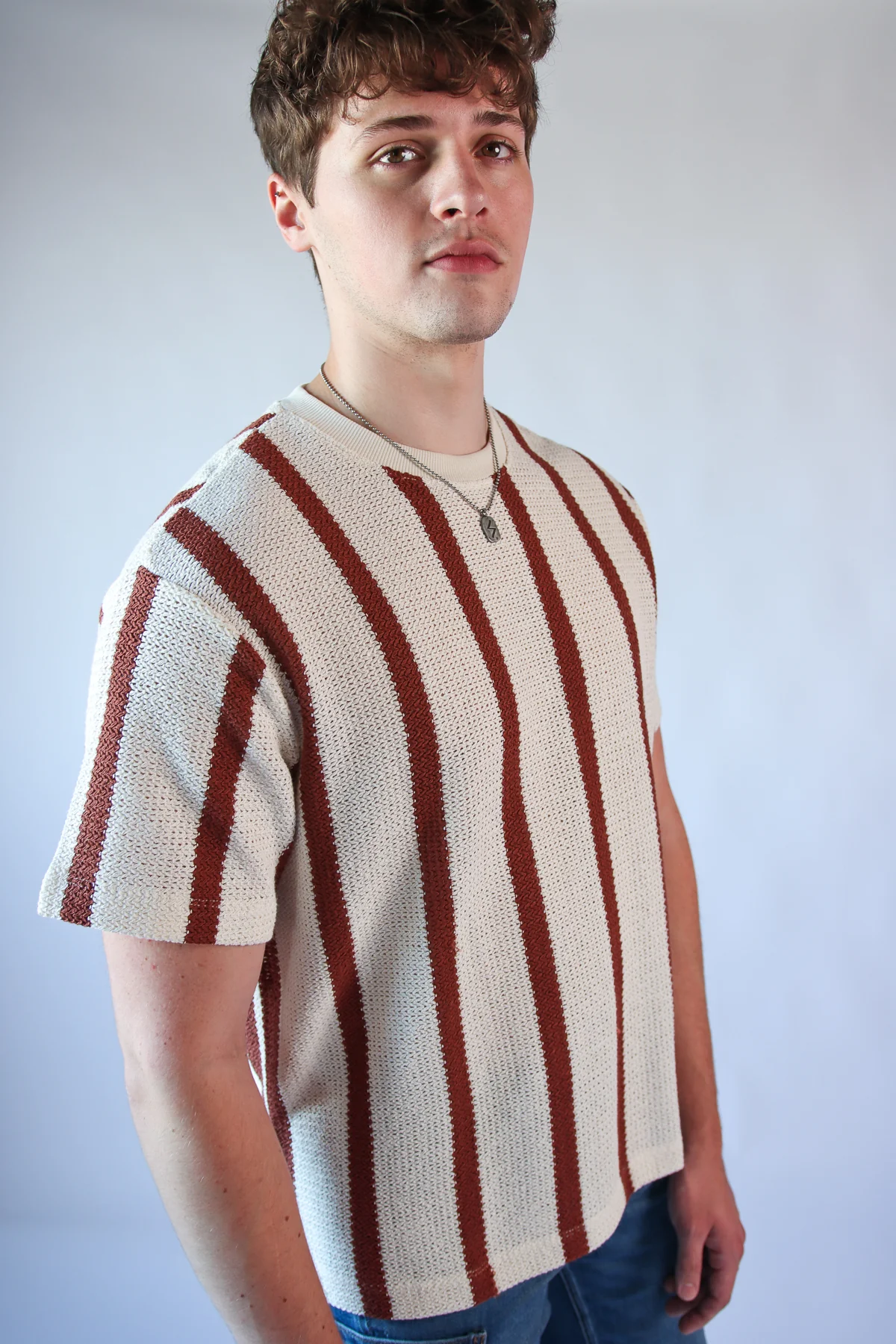 Thick Striped Crochet Tee - Image 3