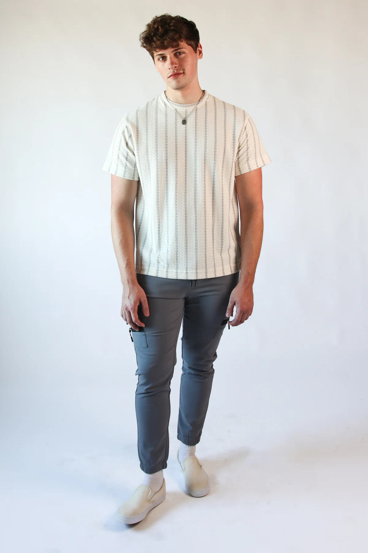 Thin Stripe Crochet Tee - Image 4