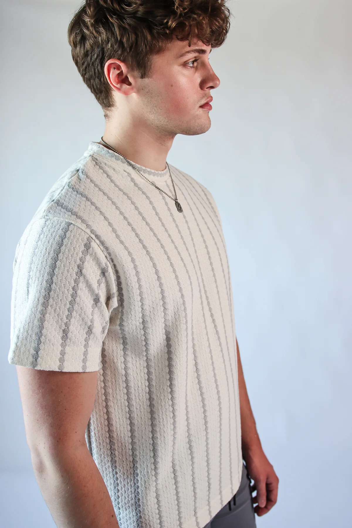 Thin Stripe Crochet Tee - Image 6