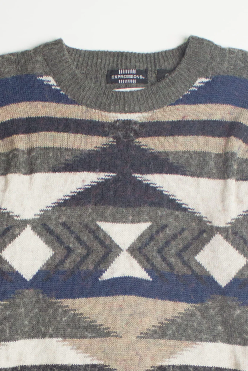 Triangle Pattern Expressions 80s Sweater