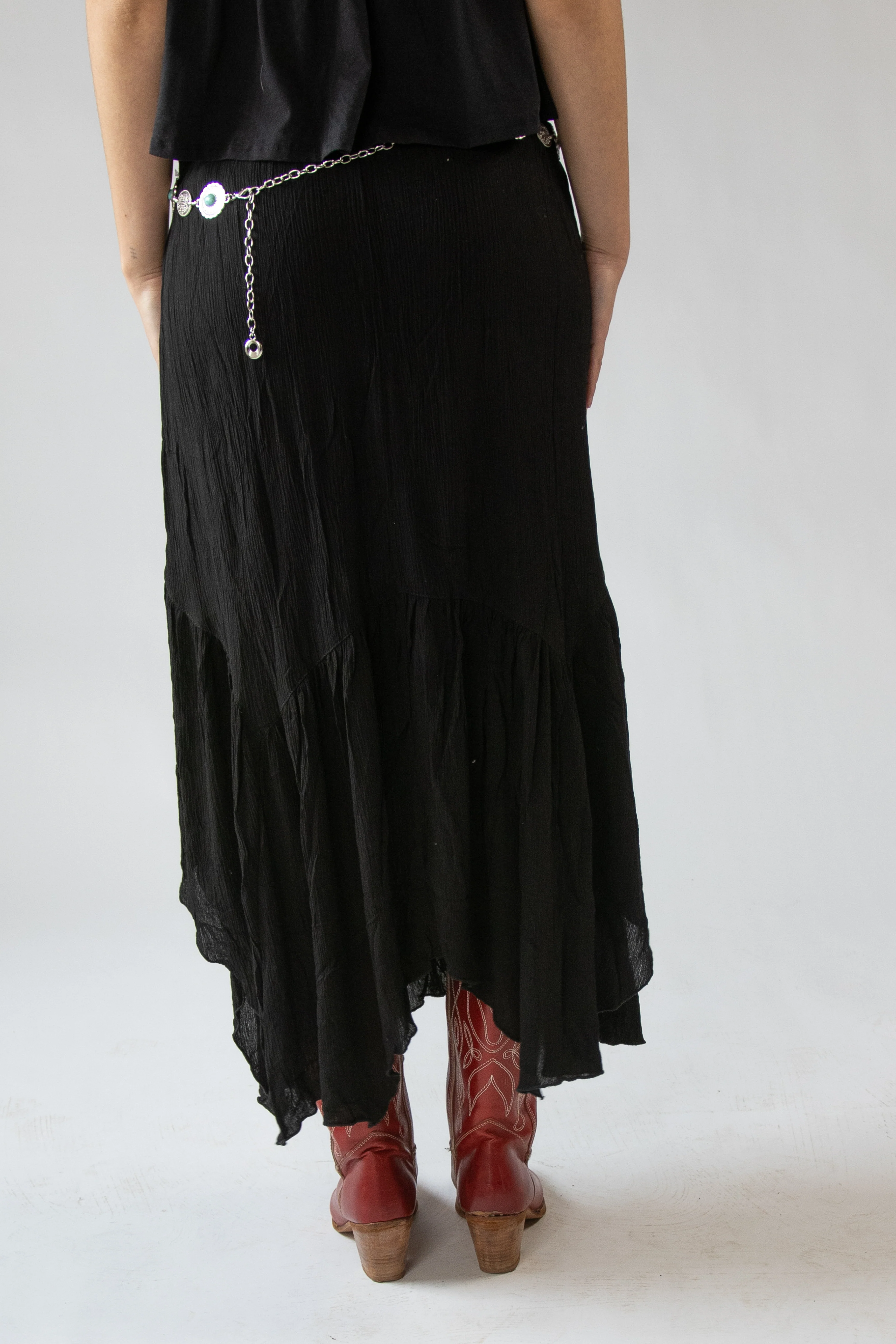 Turquoise Belt Hanky Hem Maxi Skirt - Image 7