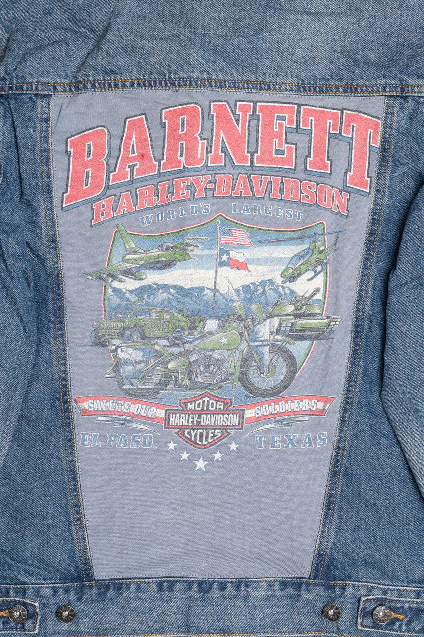 Upcycled Harley Davidson "El Paso Texas" Back Patch Denim Jacket - Image 3