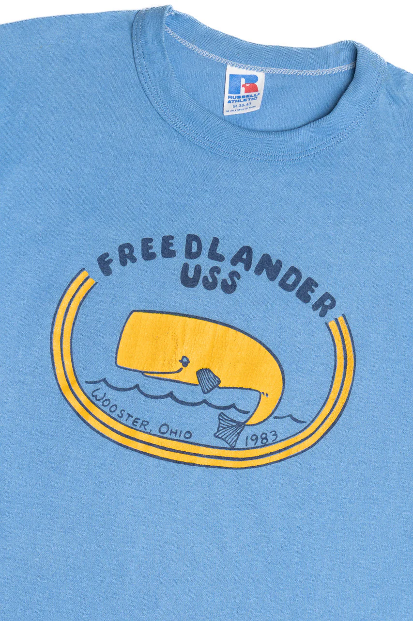 Vintage 1983 "Freedlander USS" Whale Single Stitch T-Shirt (1980s) - Image 2