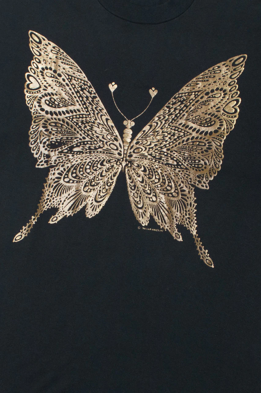 Vintage 1989 Gold Butterfly Single Stitch T-Shirt - Image 2