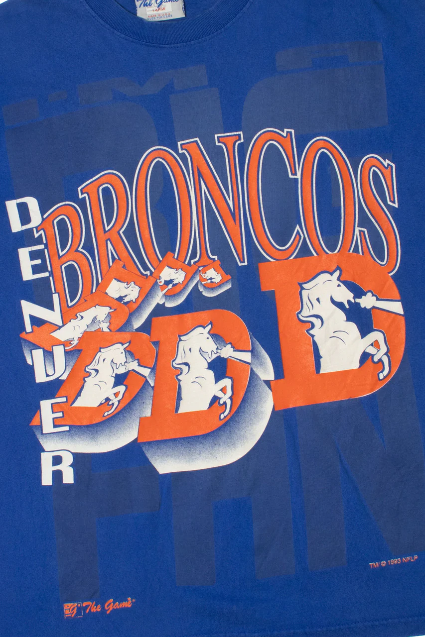 Vintage 1993 Denver Broncos Single Stitch T-Shirt - Image 2
