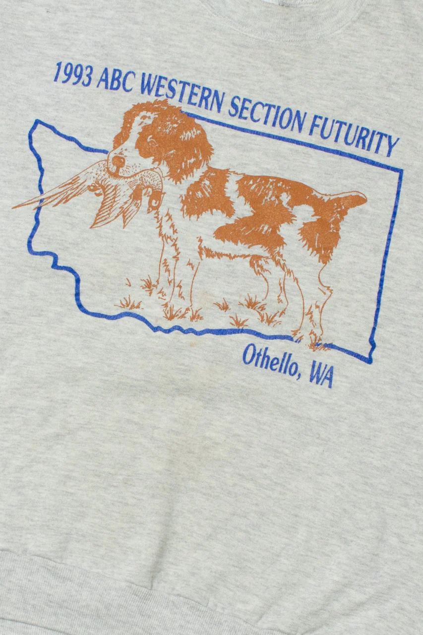 Vintage 1993 Dog With Pheasant "Othello, WA" Sweatshirt