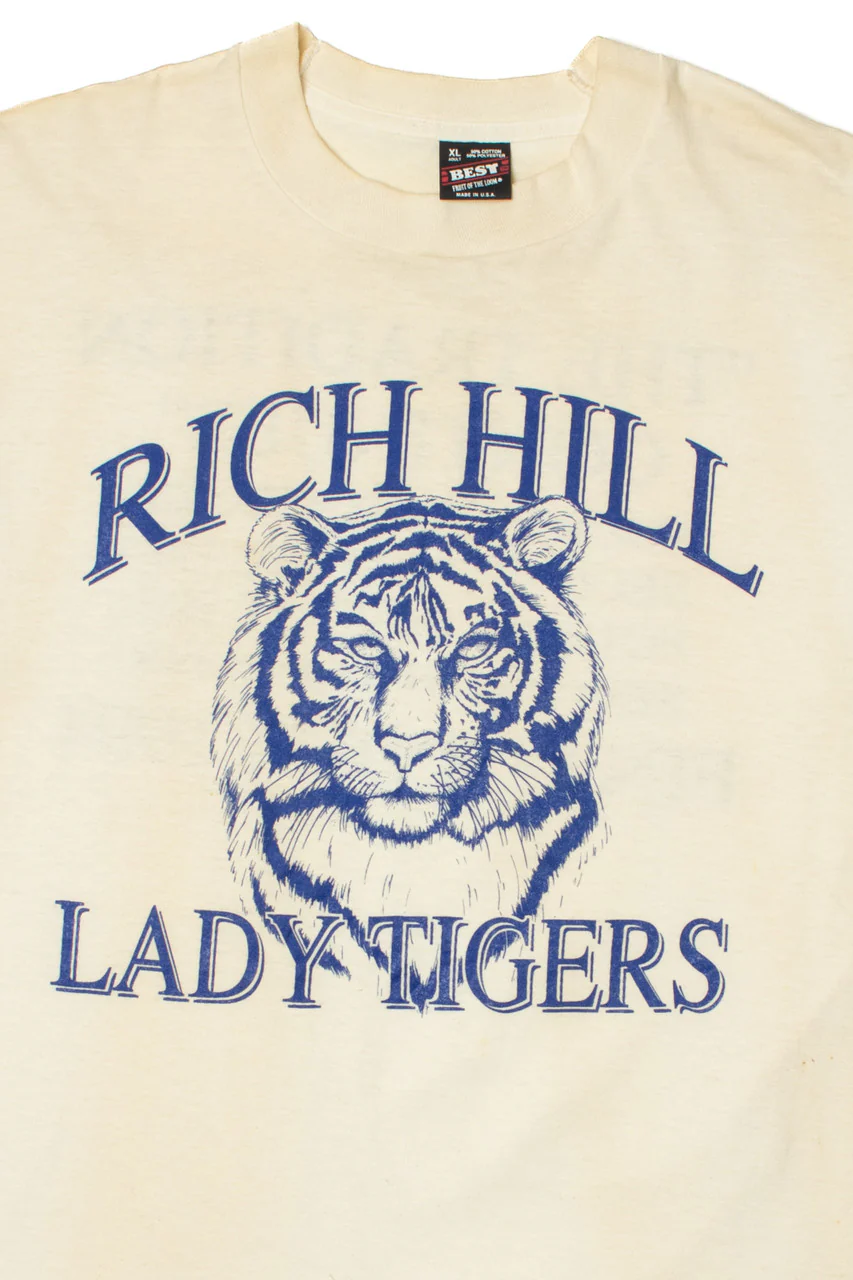 Vintage 1994 Rich Hill Lady Tigers Single Stitch T-Shirt - Image 2