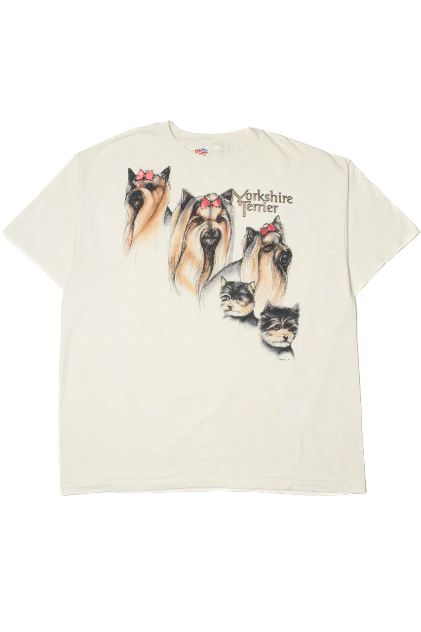 Vintage 1994 "Yorkshire Terrier" Metallic Bows T-Shirt - Image 2