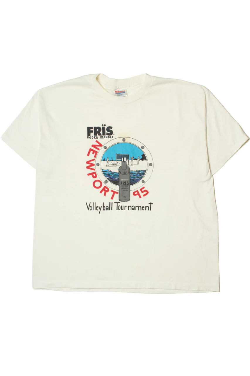 Vintage 1995 Fris Vodka Newport Volleyball Tournament T-Shirt - Image 2