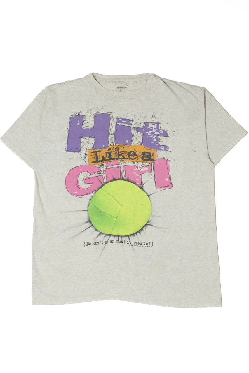 Vintage 1995 Volleyball "Hit Like A Girl" Single Stitch T-Shirt - Image 3