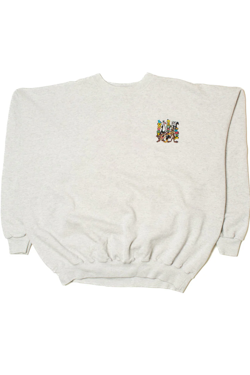 Vintage 1996 Looney Tunes Embroidered Front Printed Back Sweatshirt - Image 2