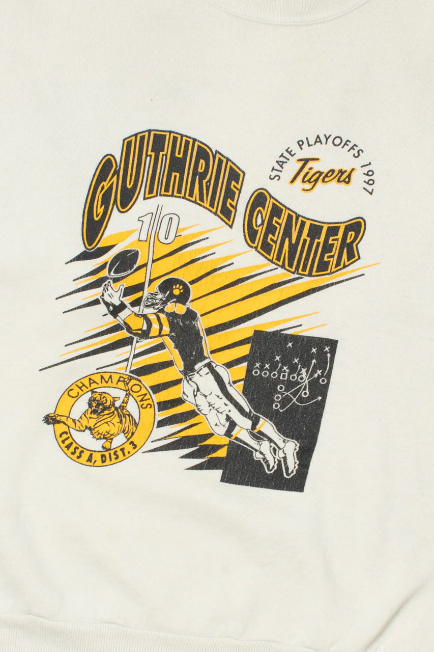 Vintage 1997 Tigers Guthrie Center State Playoffs Football Champions Sweatshirt - Image 2