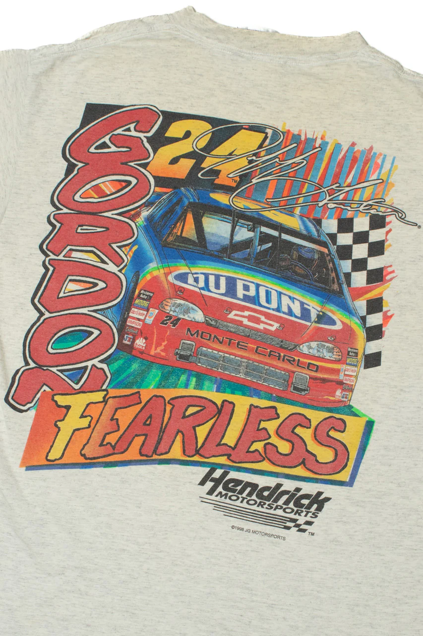 Vintage 1998 Jeff Gordon "Fearless" Dupont Racing T-Shirt - Image 2