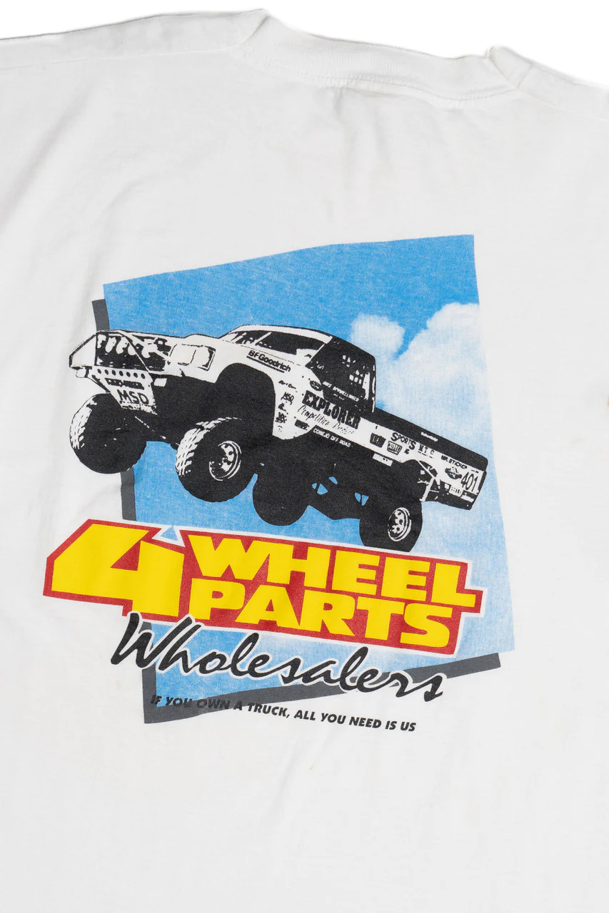 Vintage "4 Wheel Parts Wholesalers" Truck T-Shirt - Image 3
