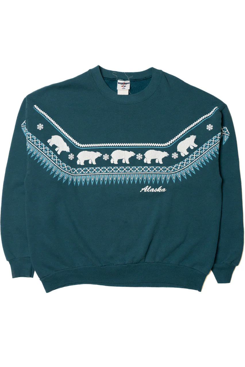 Vintage "Alaska" Polar Bear Pattern Sweatshirt - Image 5
