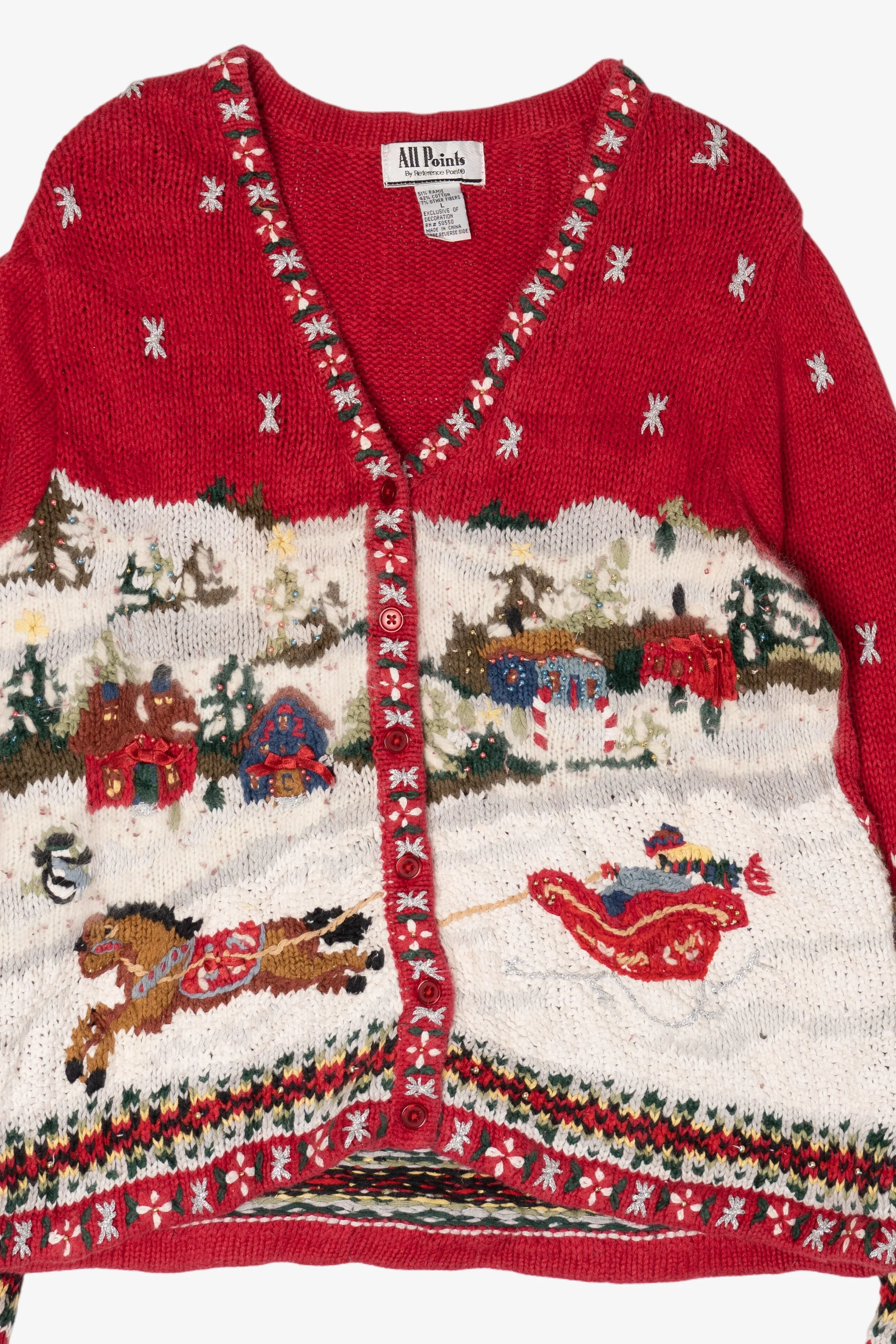 Vintage All Points Ugly Christmas Cardigan (1990s) - Image 5