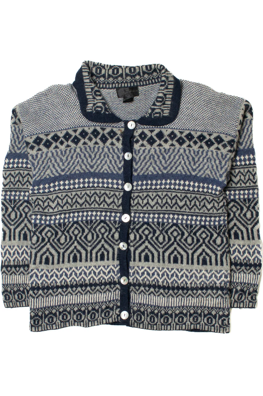 Vintage Alpaca Mother Of Pearl Button Up 80s Sweater - Image 3