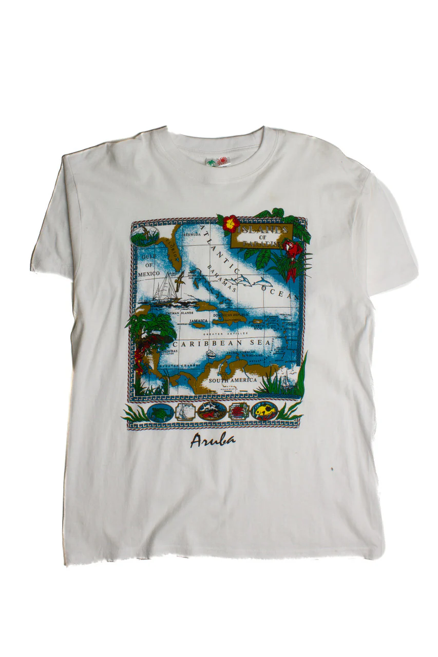 Vintage Aruba Map T-Shirt (1990s) 8479 - Image 2