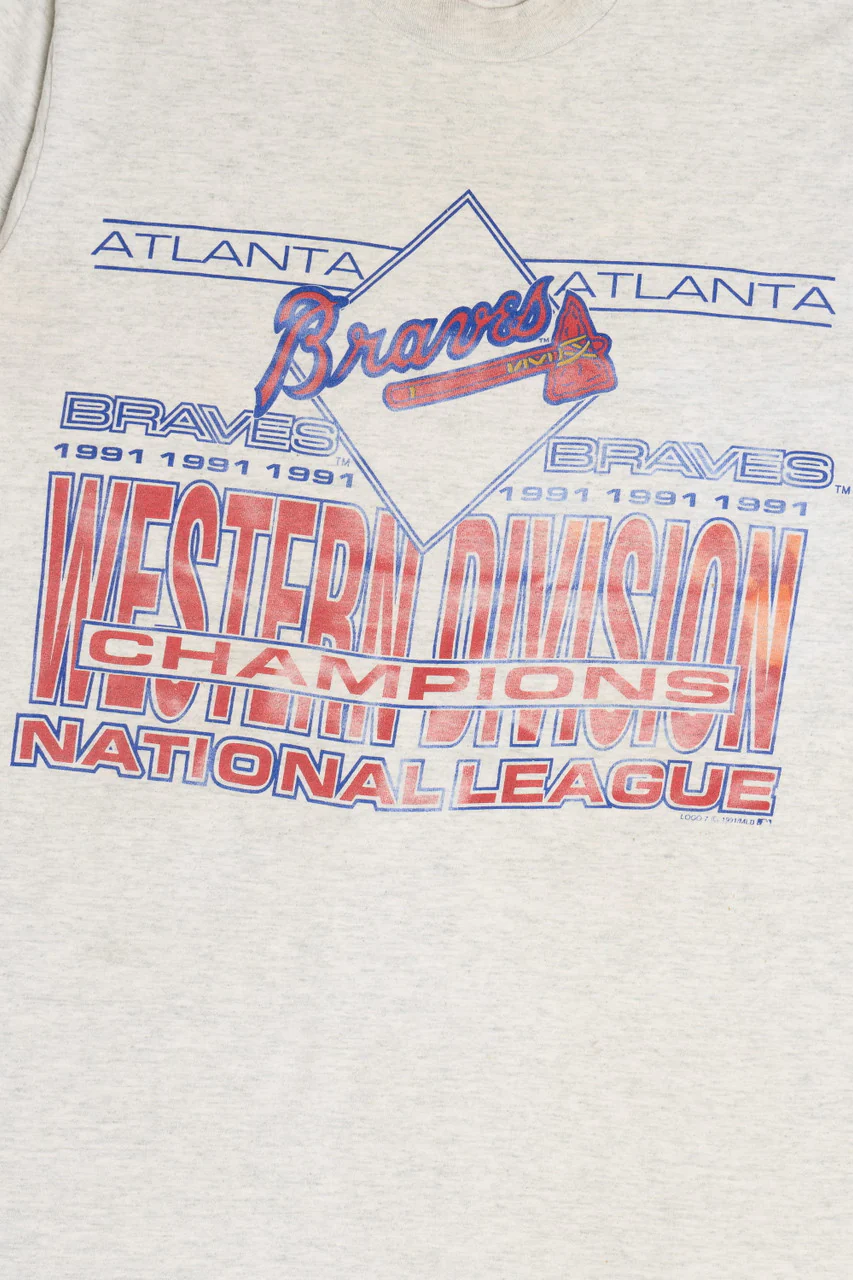 Vintage Atlanta Braves "1991 Western Division Champions" MLB T-Shirt - Image 2