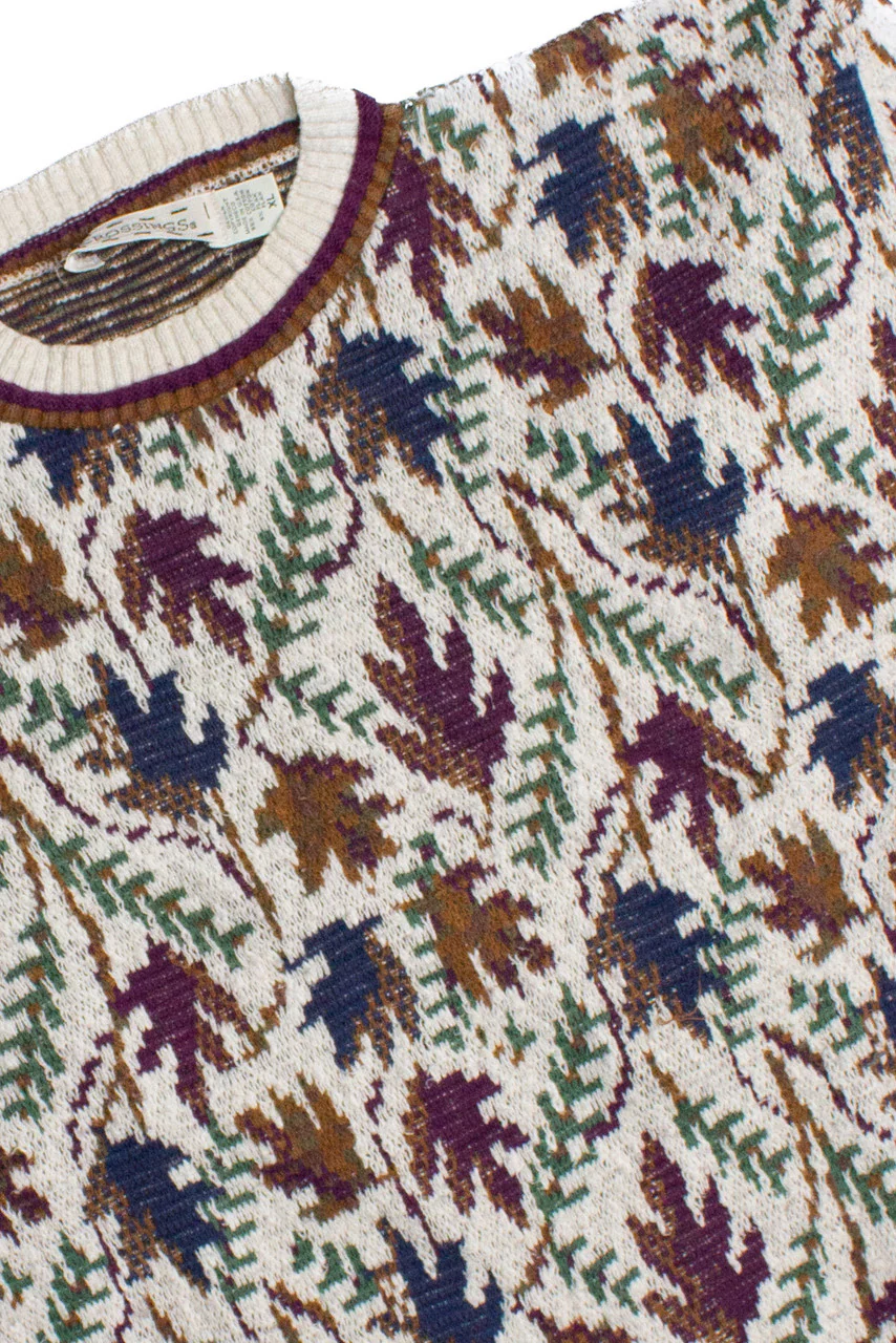 Vintage Autumn Leaves Knit Sweater (1980s)
