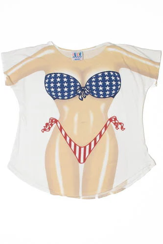 Vintage Beach Swimsuit Cover-Up T-Shirt (1990s) - Image 2