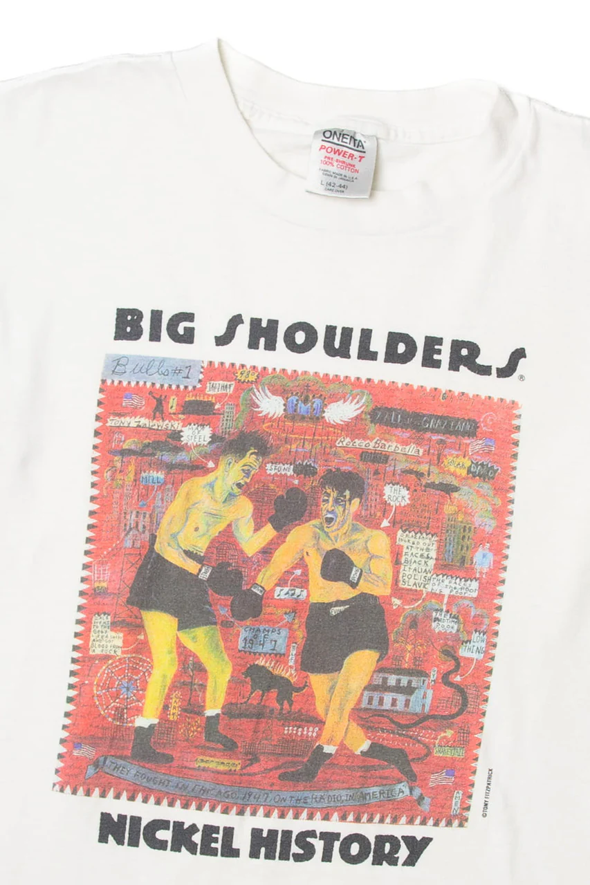 Vintage "Big Shoulders, Nickel History" Boxing Illustration Band T-Shirt - Image 2
