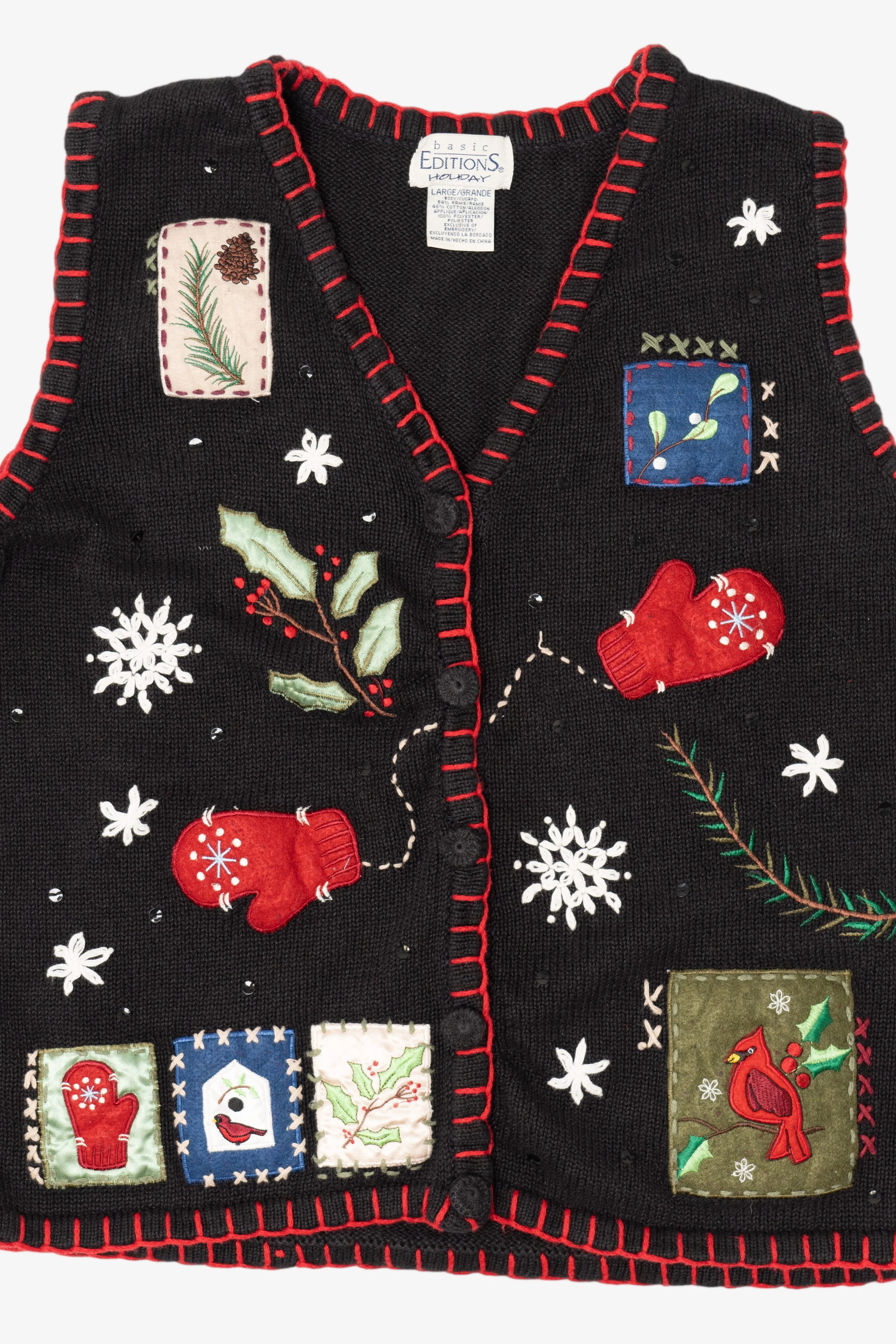 Vintage Black Basic Editions Ugly Christmas Vest (1990s) - Image 5