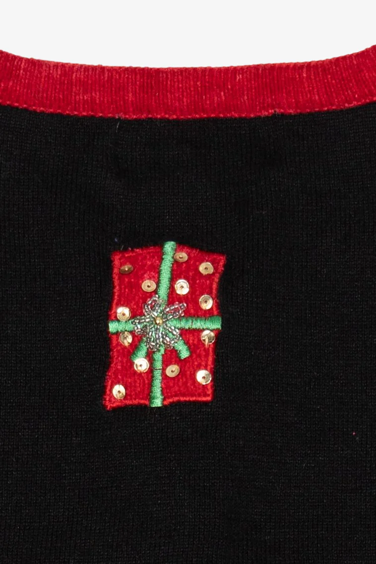 Vintage Black Berek Present Tree Ugly Christmas Cardigan (1990s) - Image 4