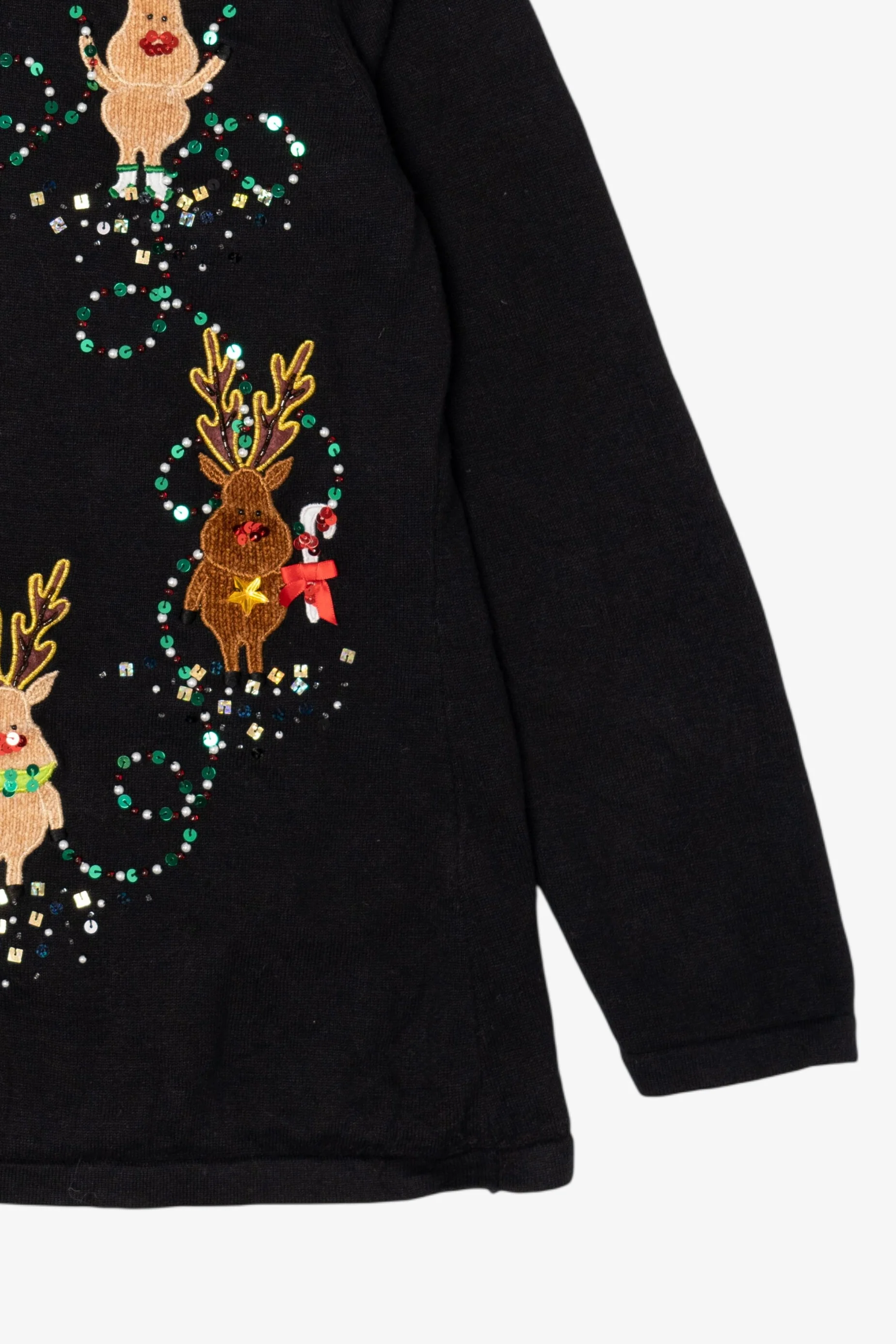 Vintage Black Berek Reindeer Christmas Pullover (1990s) - Image 9