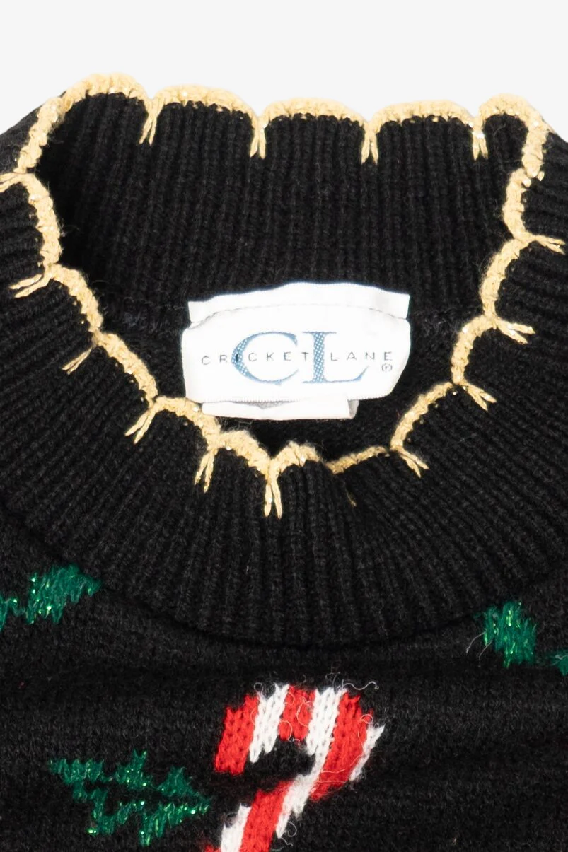 Vintage Black Cricket Lane Ugly Christmas Pullover (1990s) - Image 3