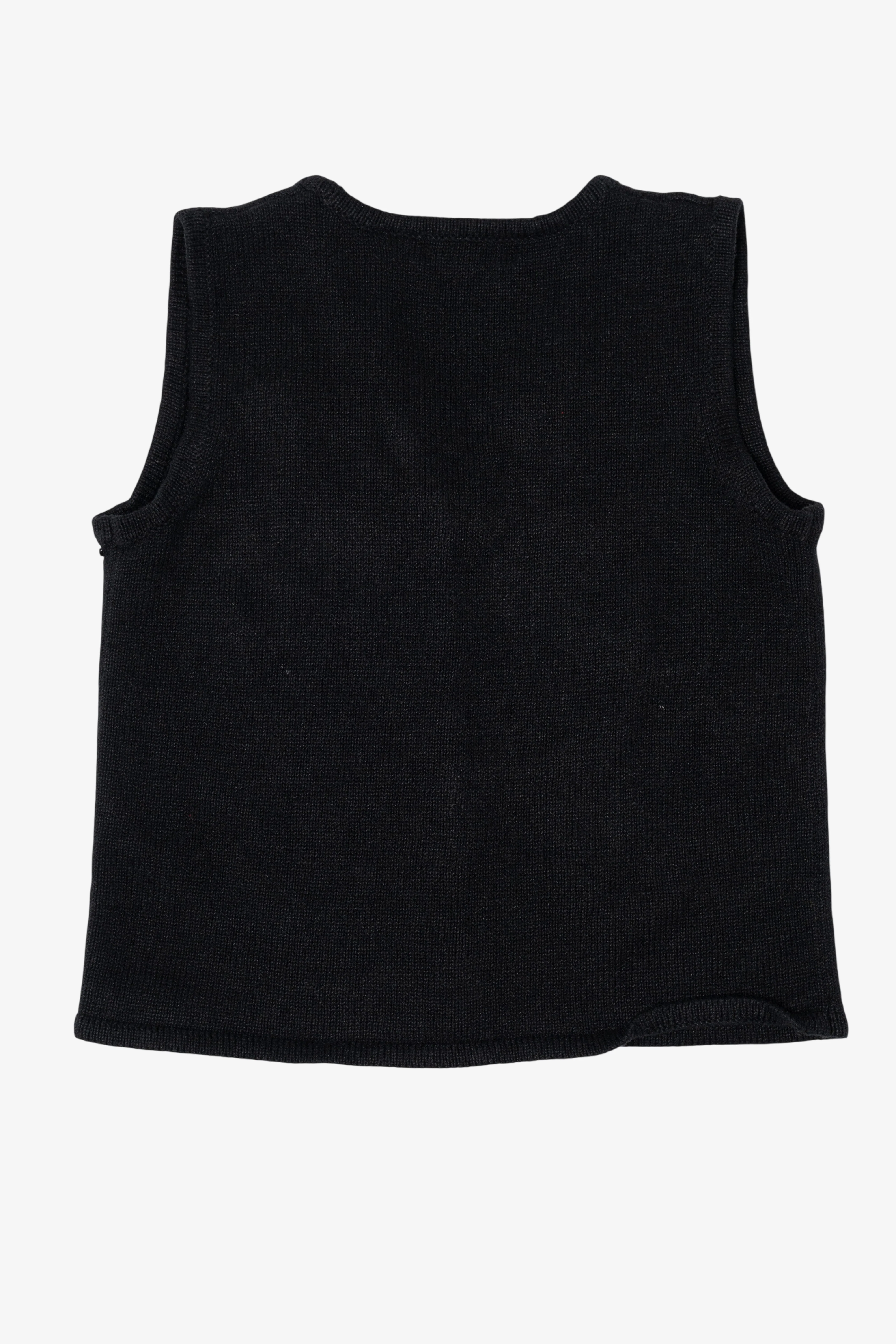 Vintage Black Crystal Kobe Poinsettias Ugly Christmas Vest (1990s) - Image 2