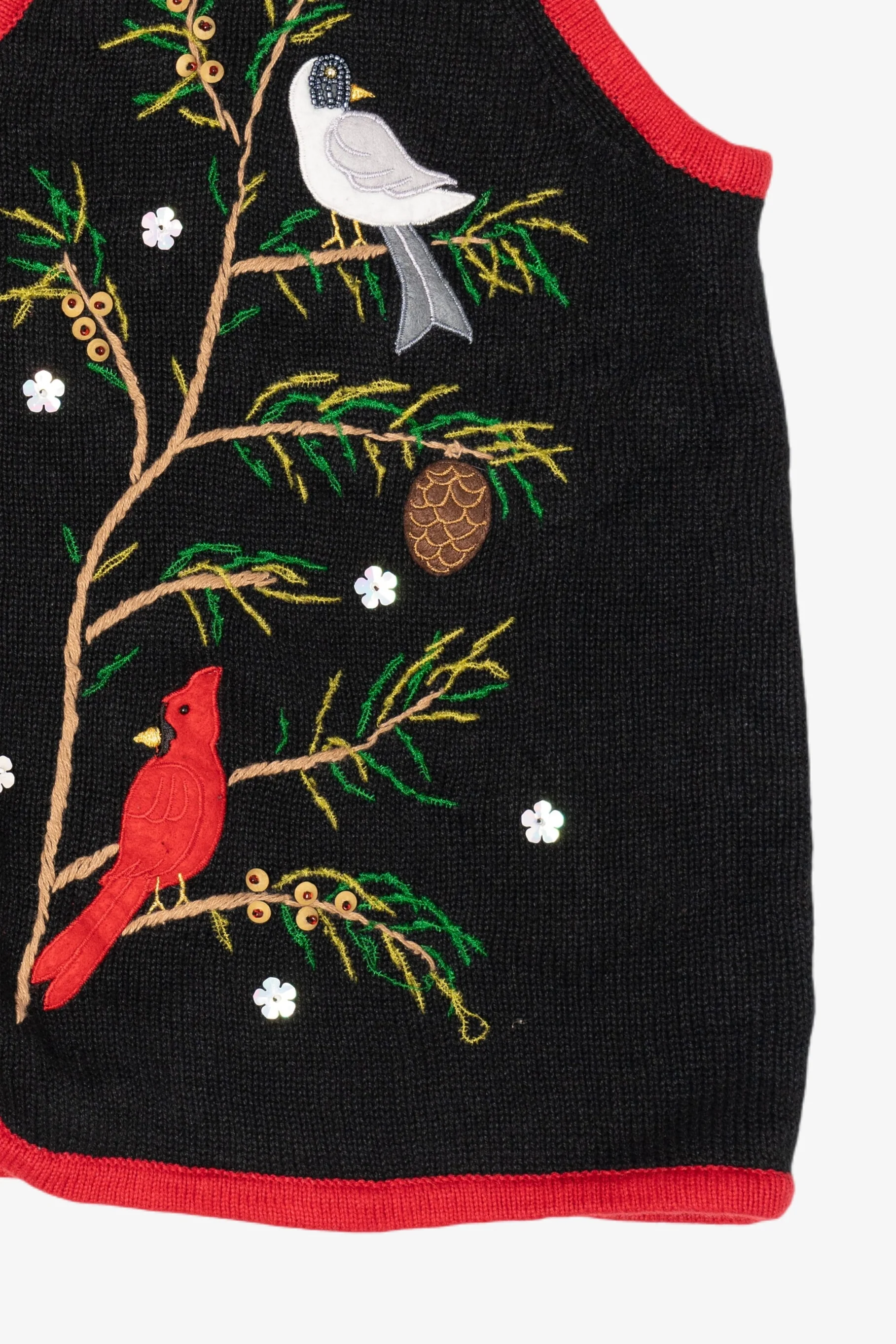 Vintage Black Designers Originals Birds Ugly Christmas Vest (2000s) - Image 6