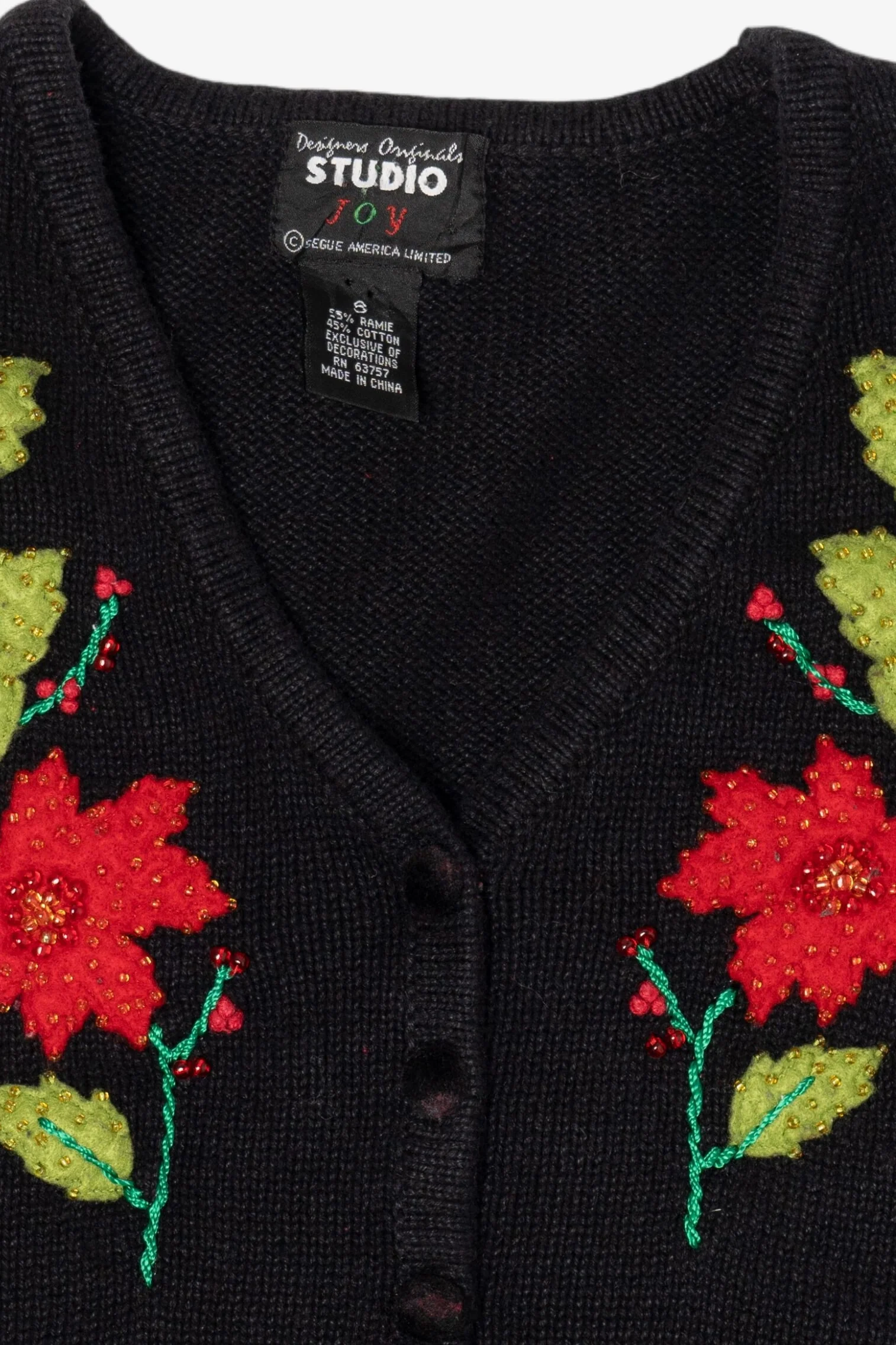 Vintage Black Designers Originals Studio Flowers Ugly Christmas Vest (1990s) - Image 7