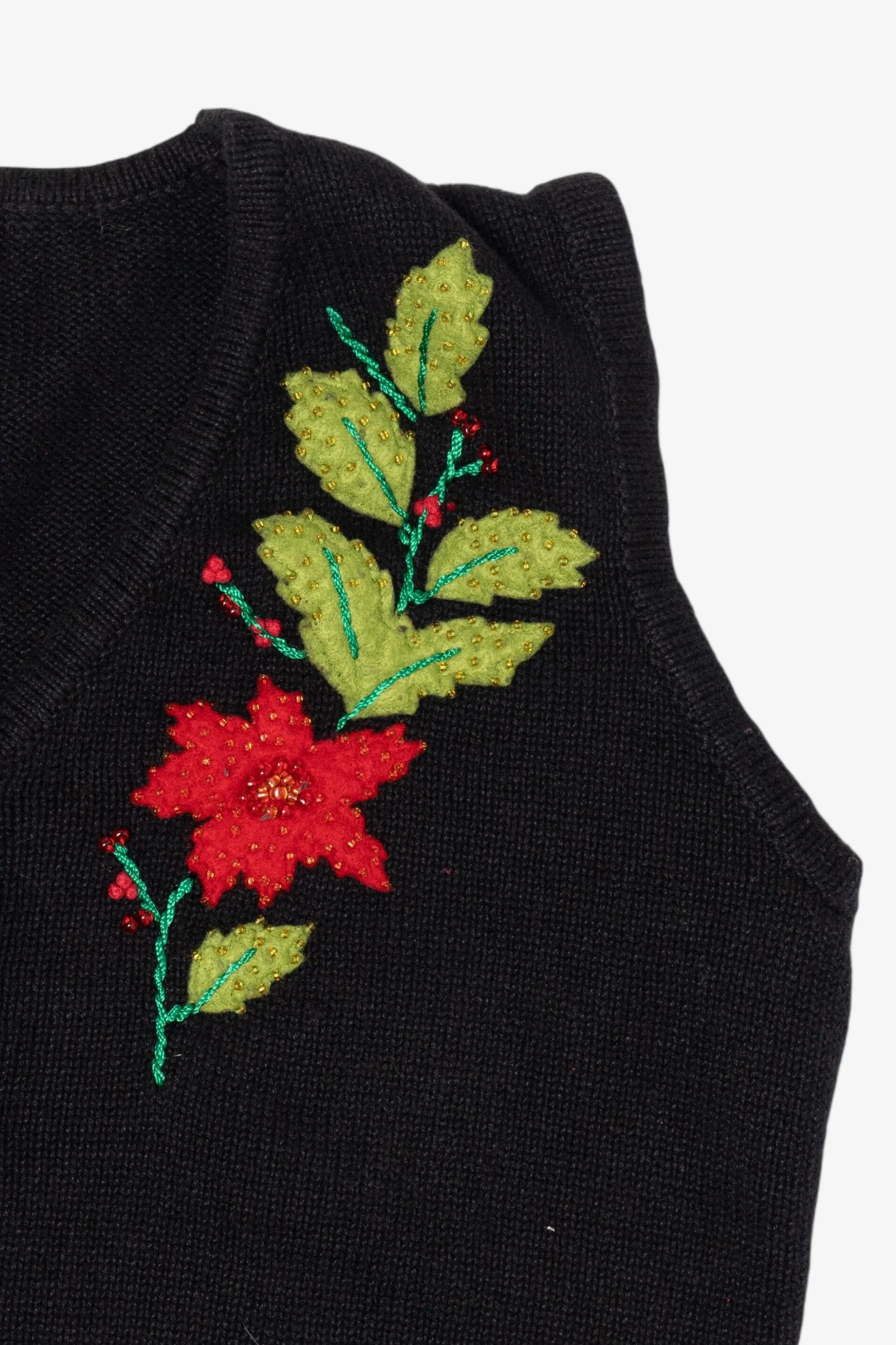 Vintage Black Designers Originals Studio Flowers Ugly Christmas Vest (1990s) - Image 9
