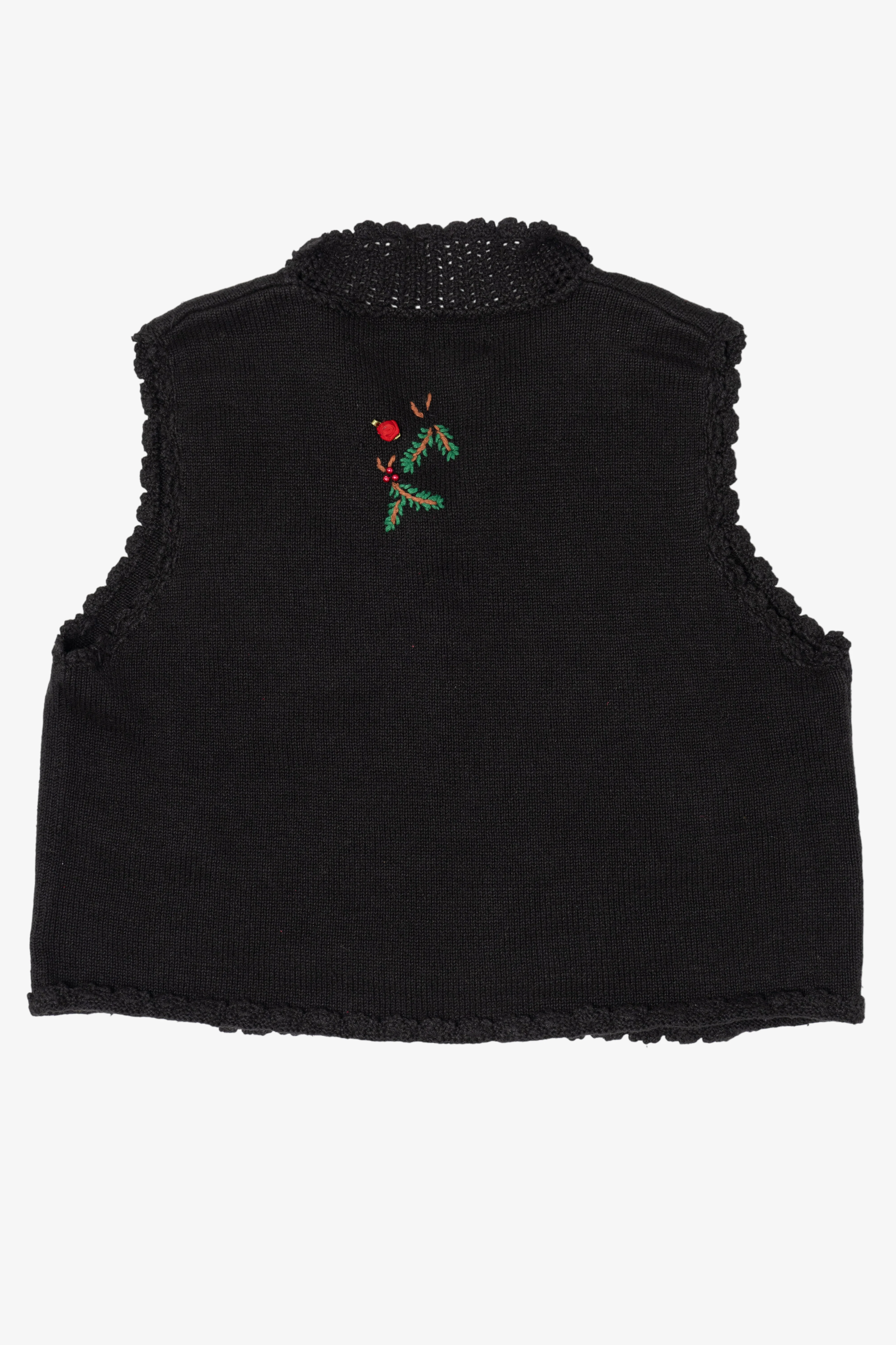 Vintage Black Designers Originals Studio Flowers Ugly Christmas Vest (1990s) - Image 2