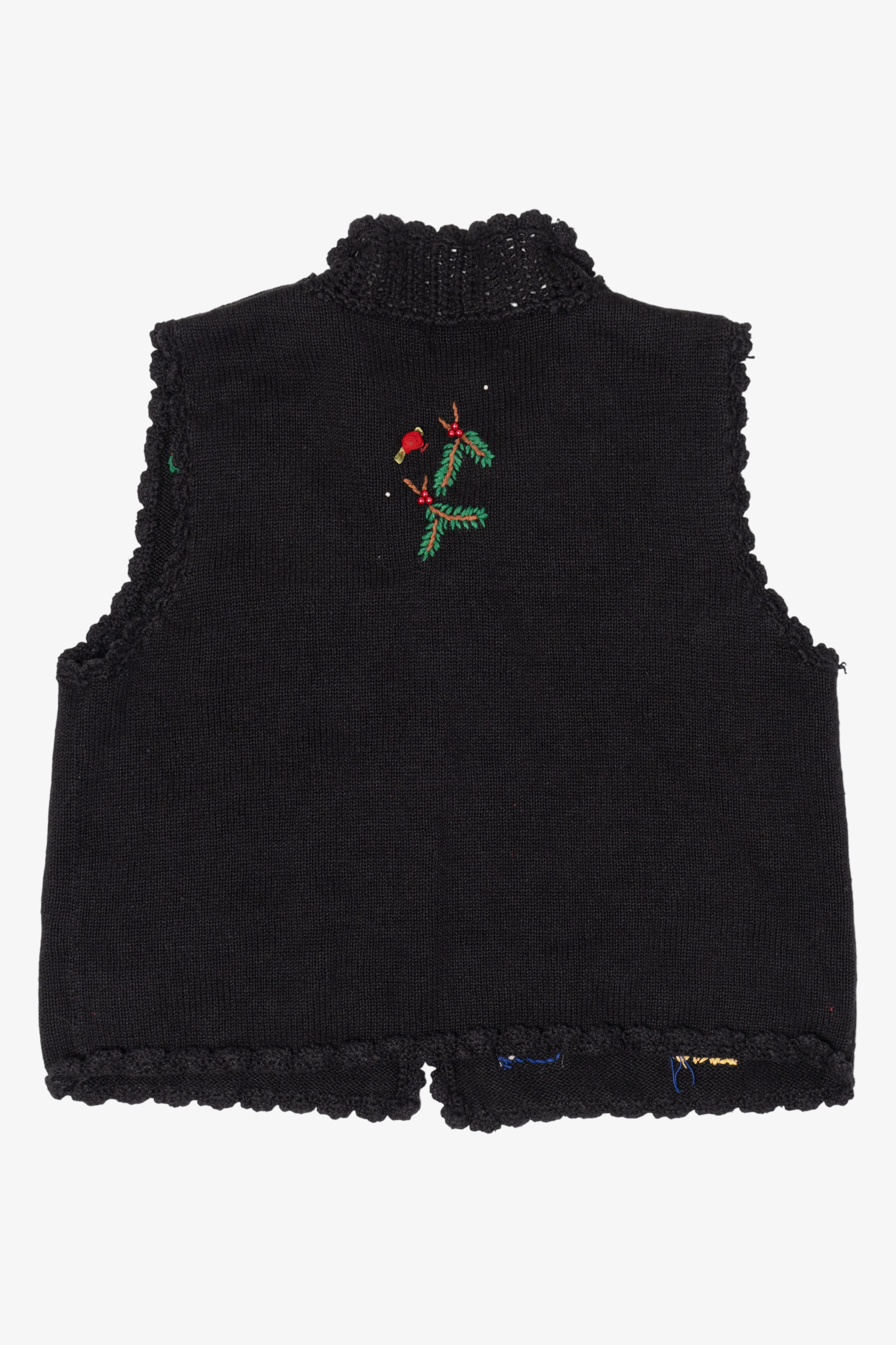 Vintage Black Hampshire Studio Holly Ugly Christmas Vest (1990s) - Image 2