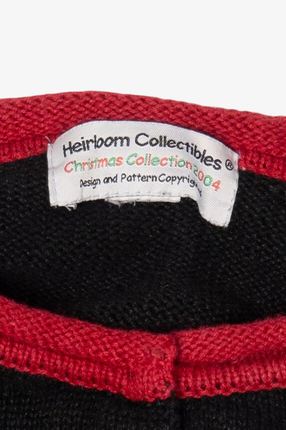 Vintage Black Heirloom Collectible Santa Ugly Christmas Cardigan (2000s) - Image 4