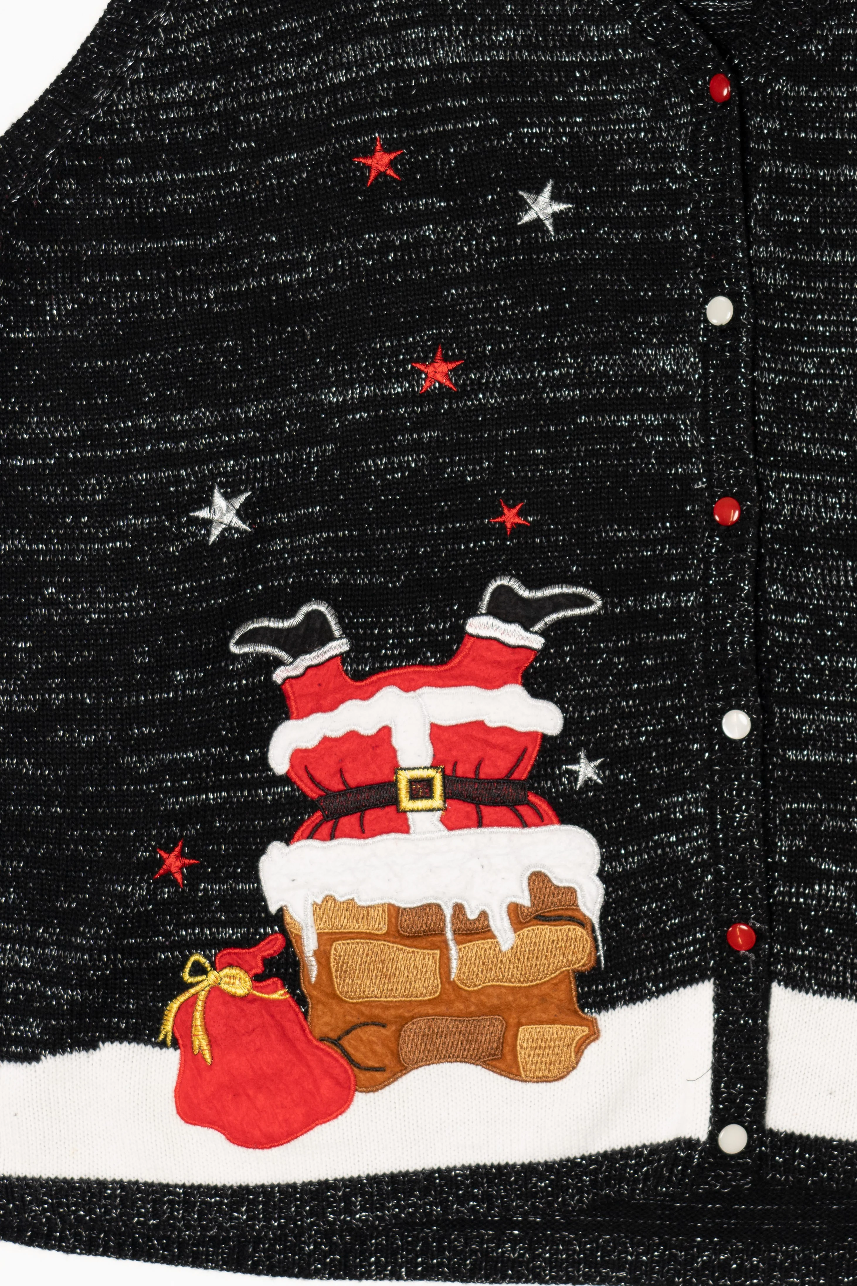 Vintage Black Holiday Time Santa Ugly Christmas Vest (2000s) - Image 3