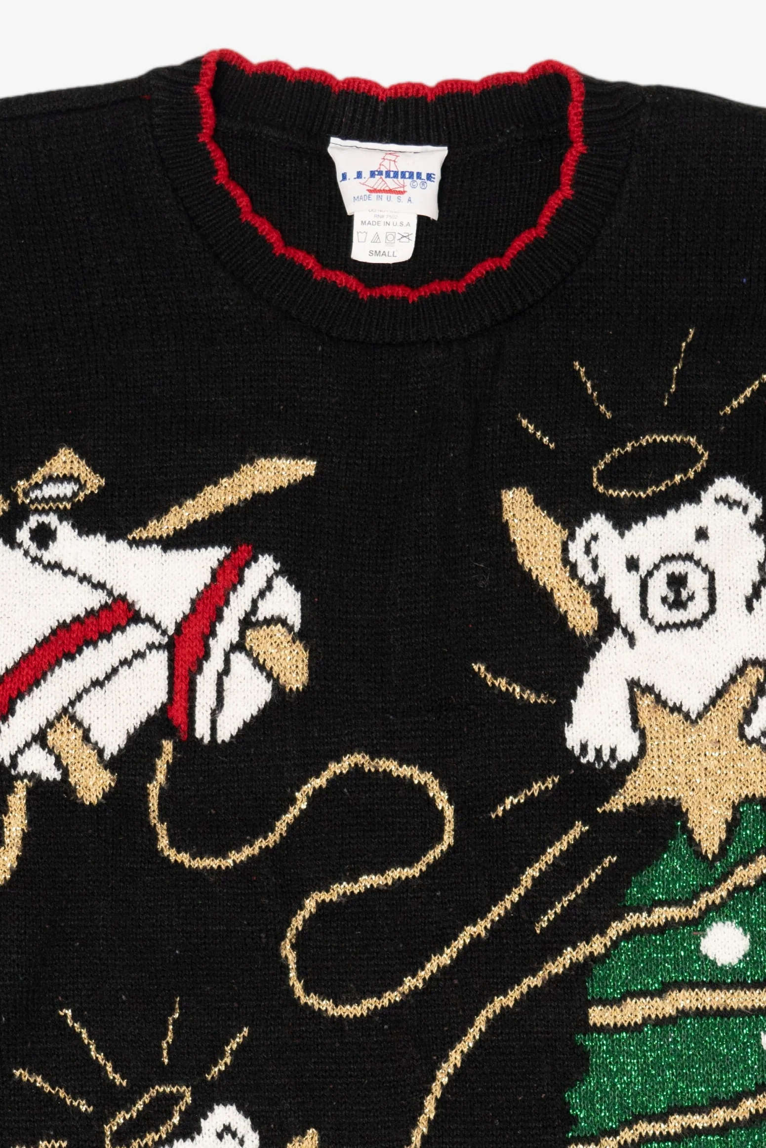 Vintage Black J.J Poole Angel Bears Ugly Christmas Pullover (1990s) - Image 6